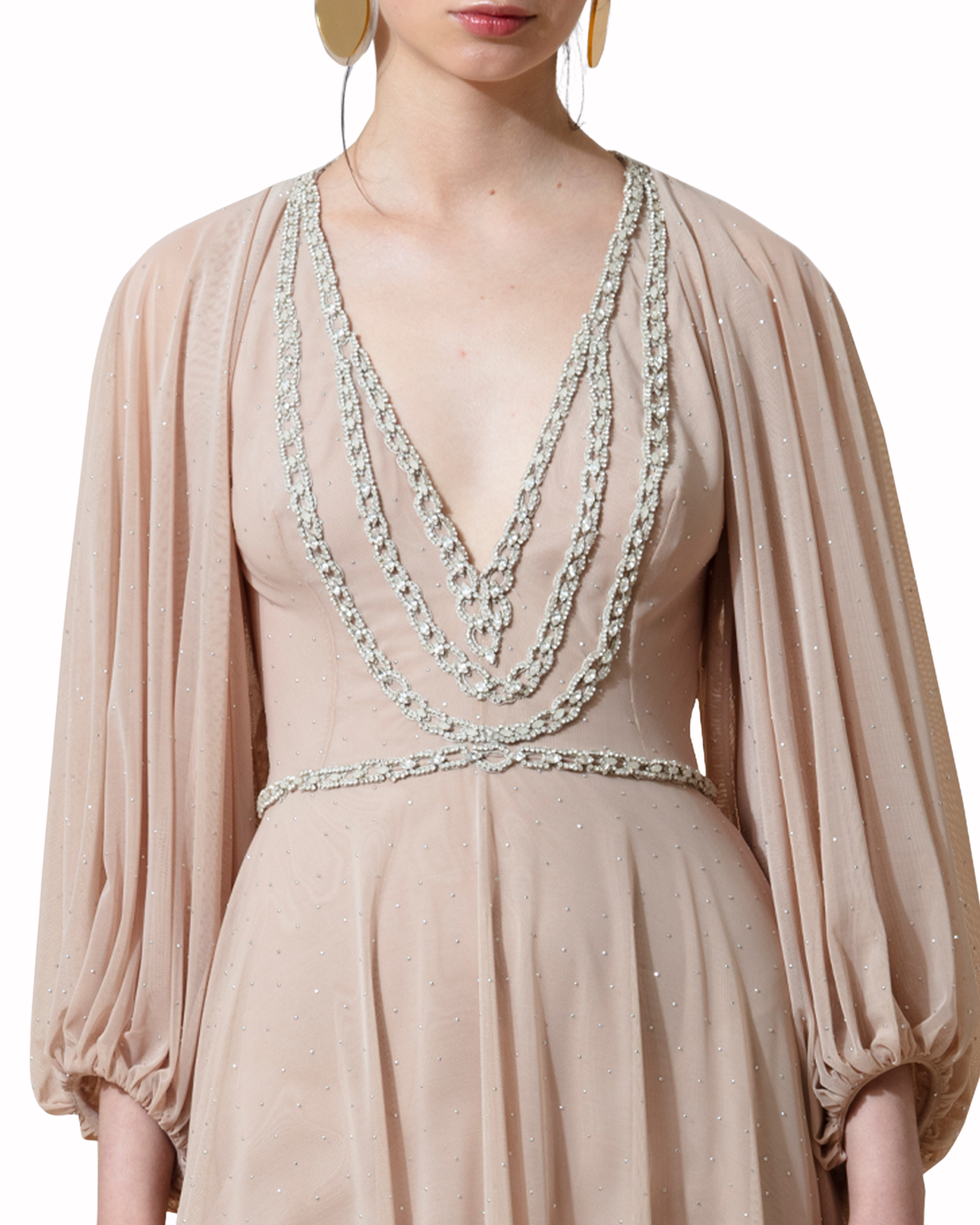 Raglan Sleeves Embellished Dress