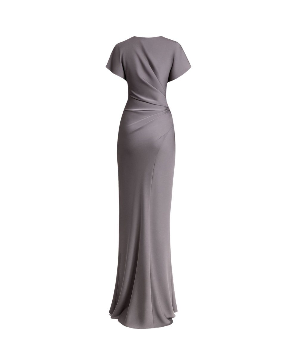 Asymmetrical Draped Satin Dress