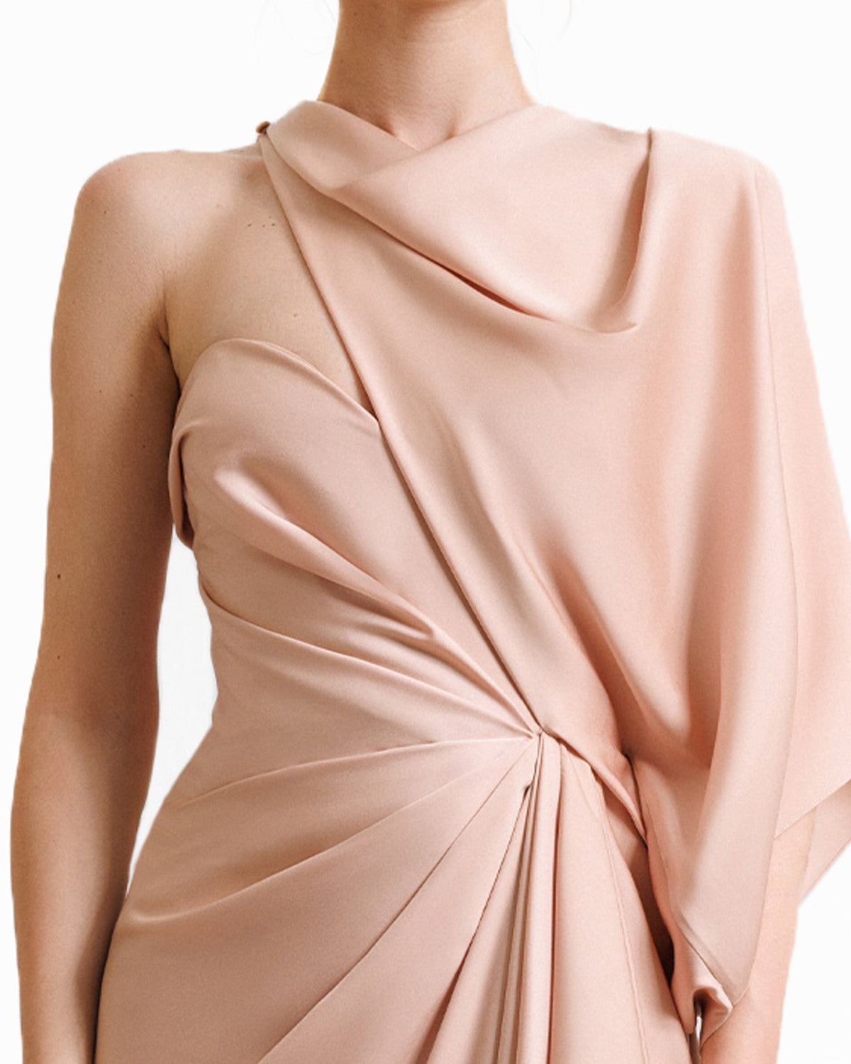 Asymmetrical Neckline Draped Dress