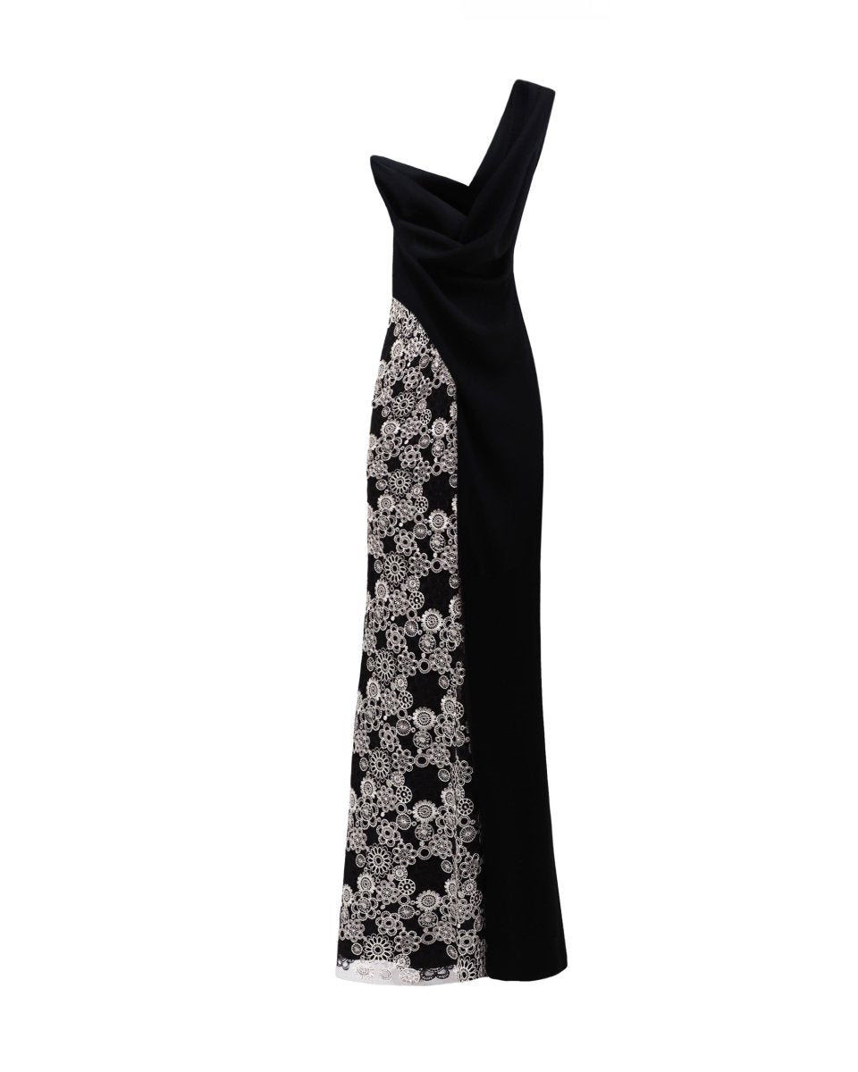 One-Shoulder Dress Embroided on The Side