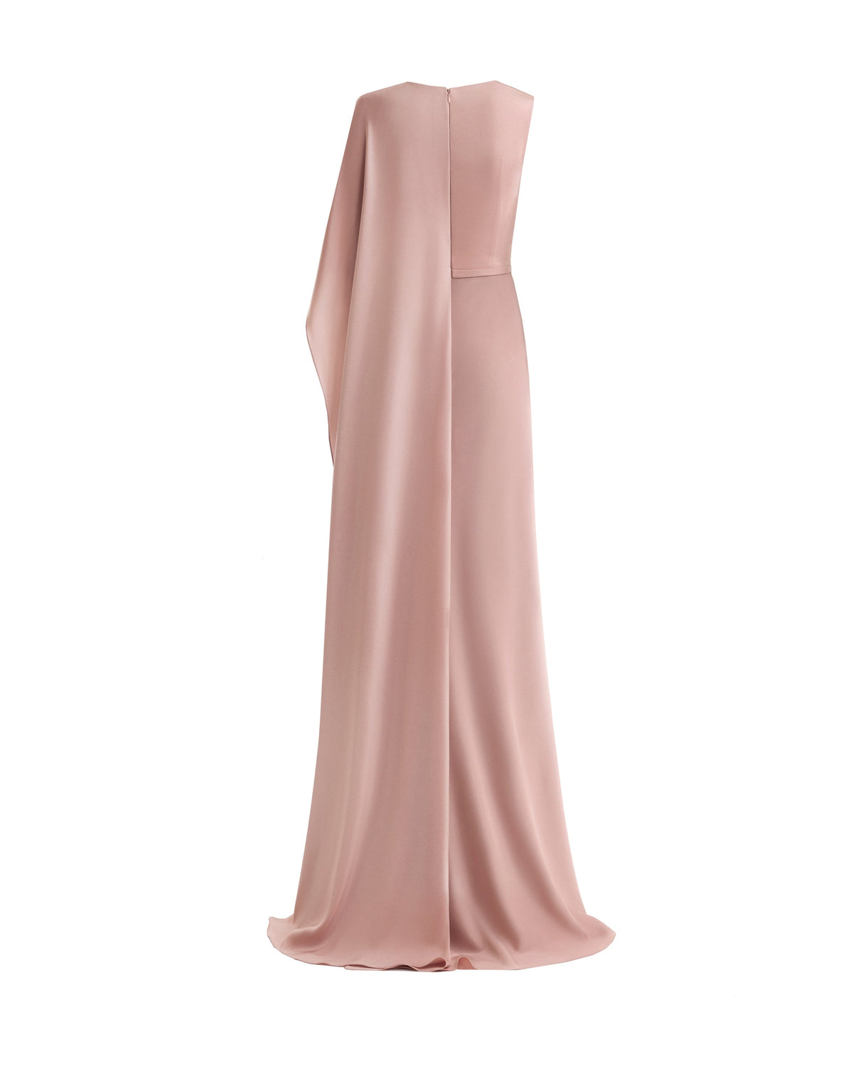 Asymmetrical Satin Cape Dress