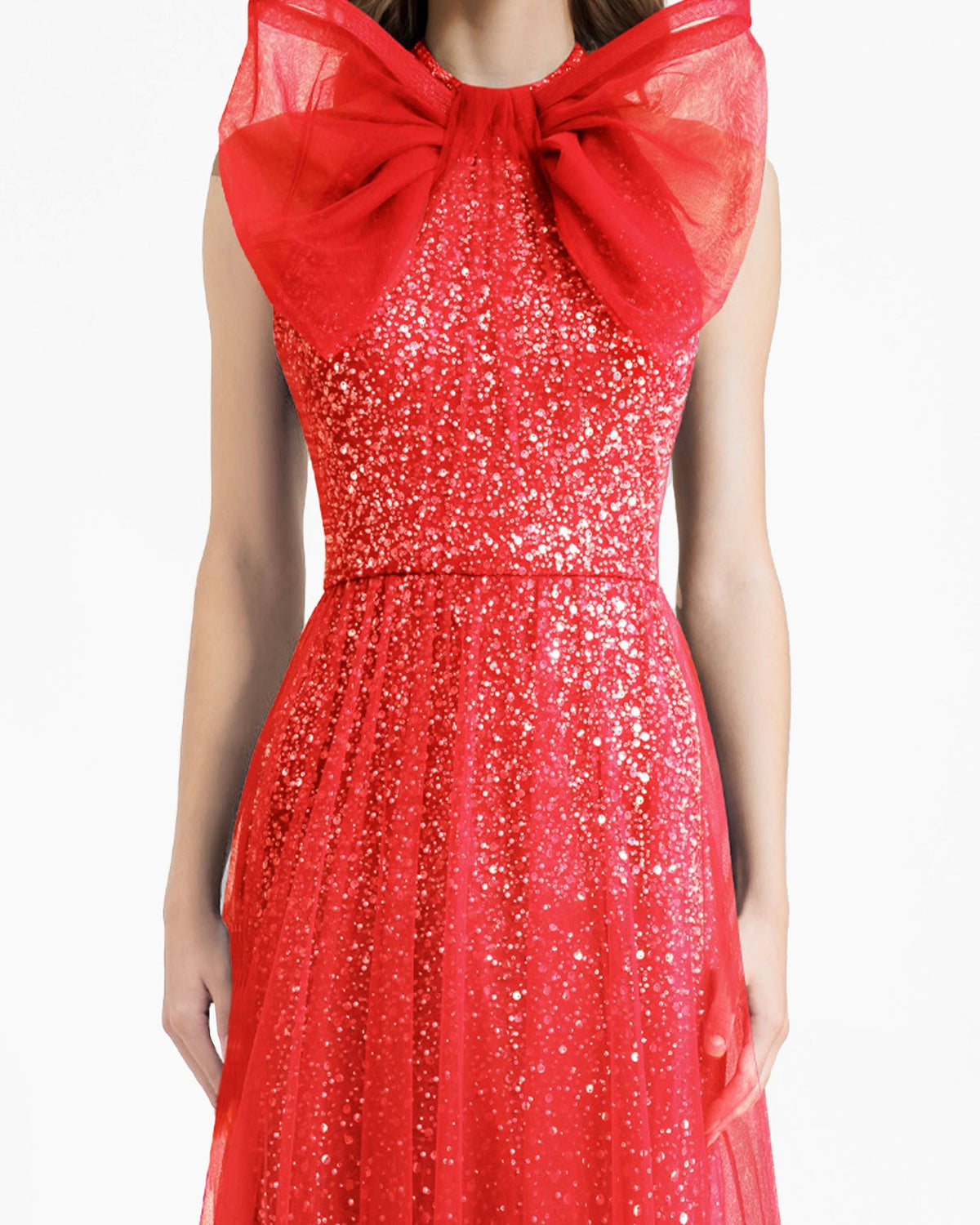 Bow Halter-Neckline Red Dress