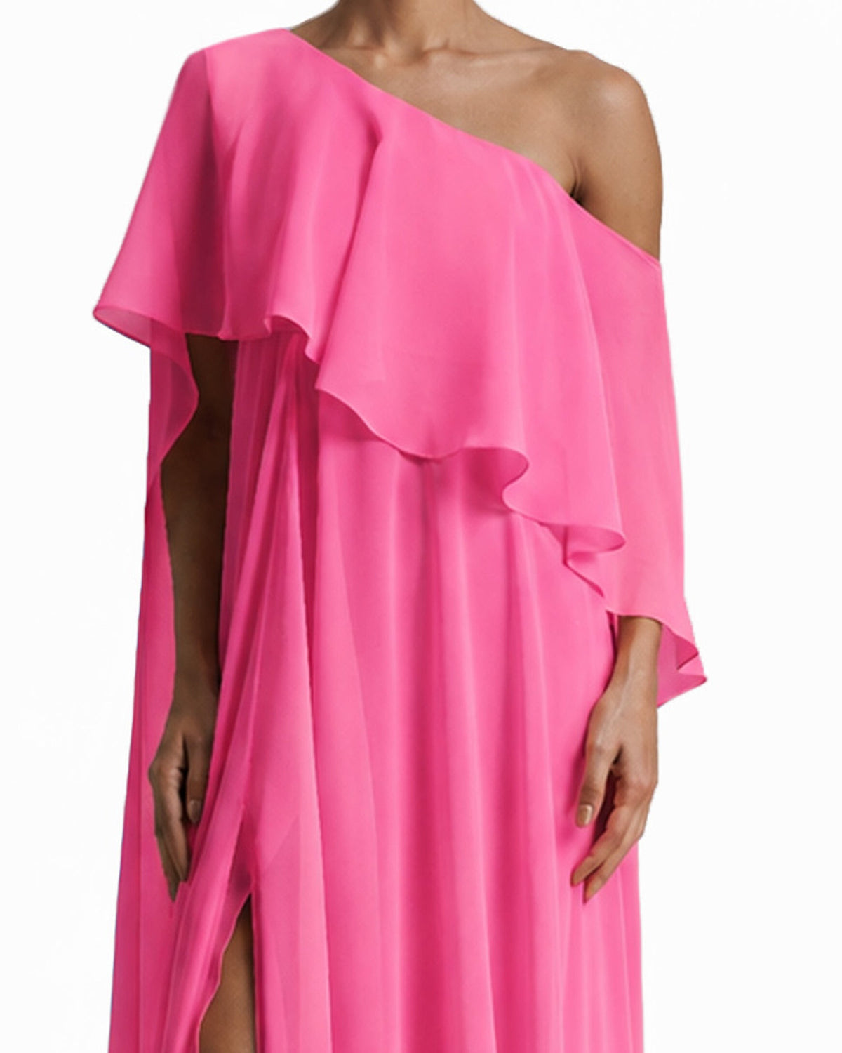 One-Shoulder White Dress with Ruffles