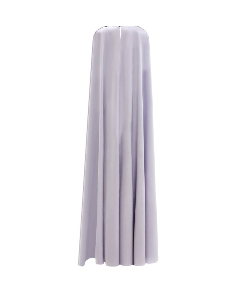 Draped Dress with Cape-Like Sleeves