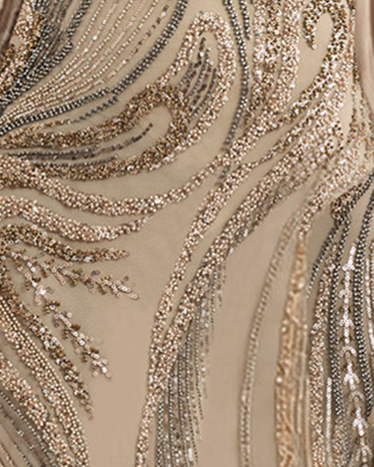 Fitted Beaded Dress with Sheer Neckline