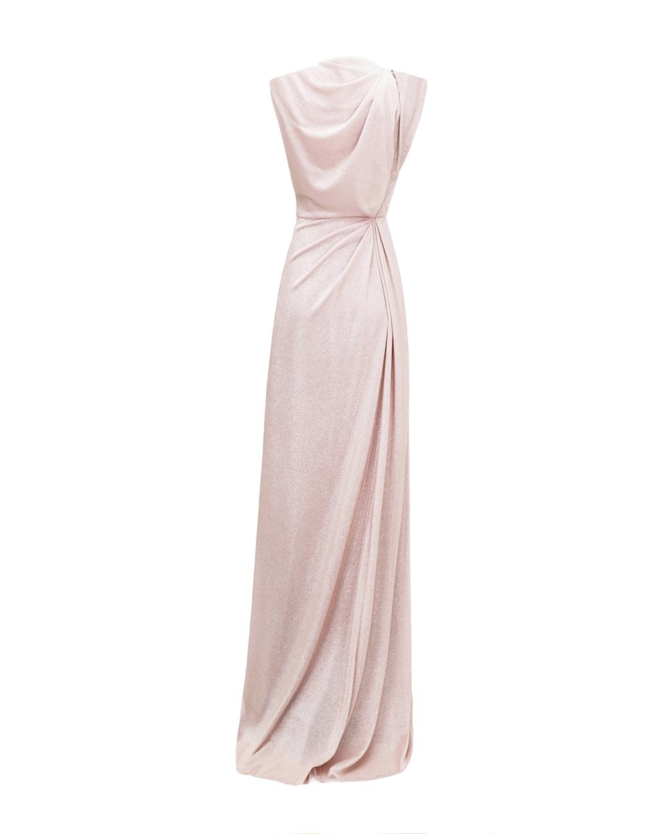V-neckline Dress With Waist Drapings