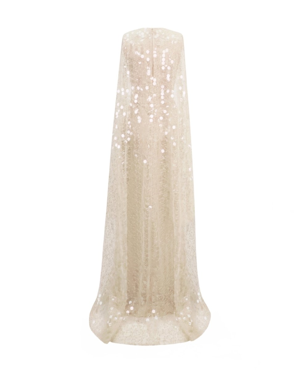 Draped Dress With Beaded Cape
