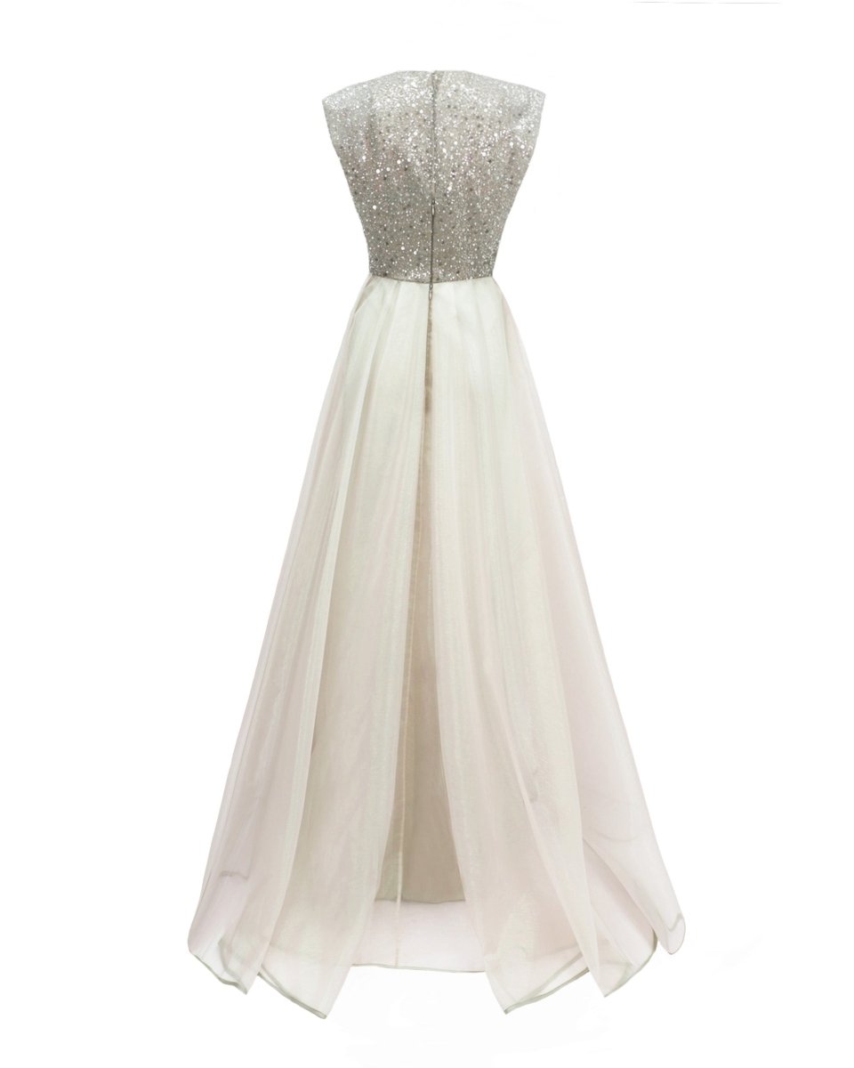 Wide Shoulders V-neckline Dress