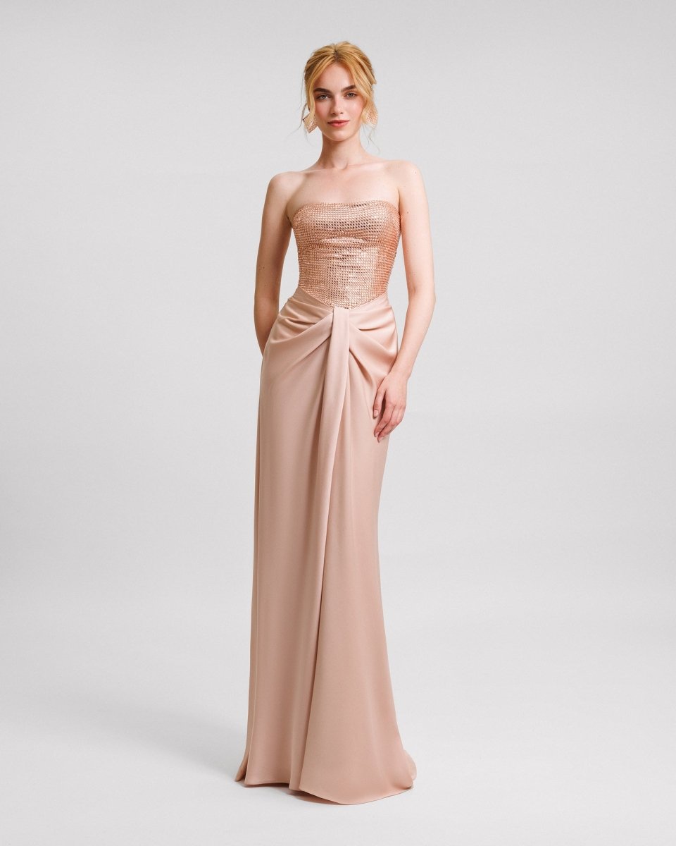 Strapless Long Dress with Bolero
