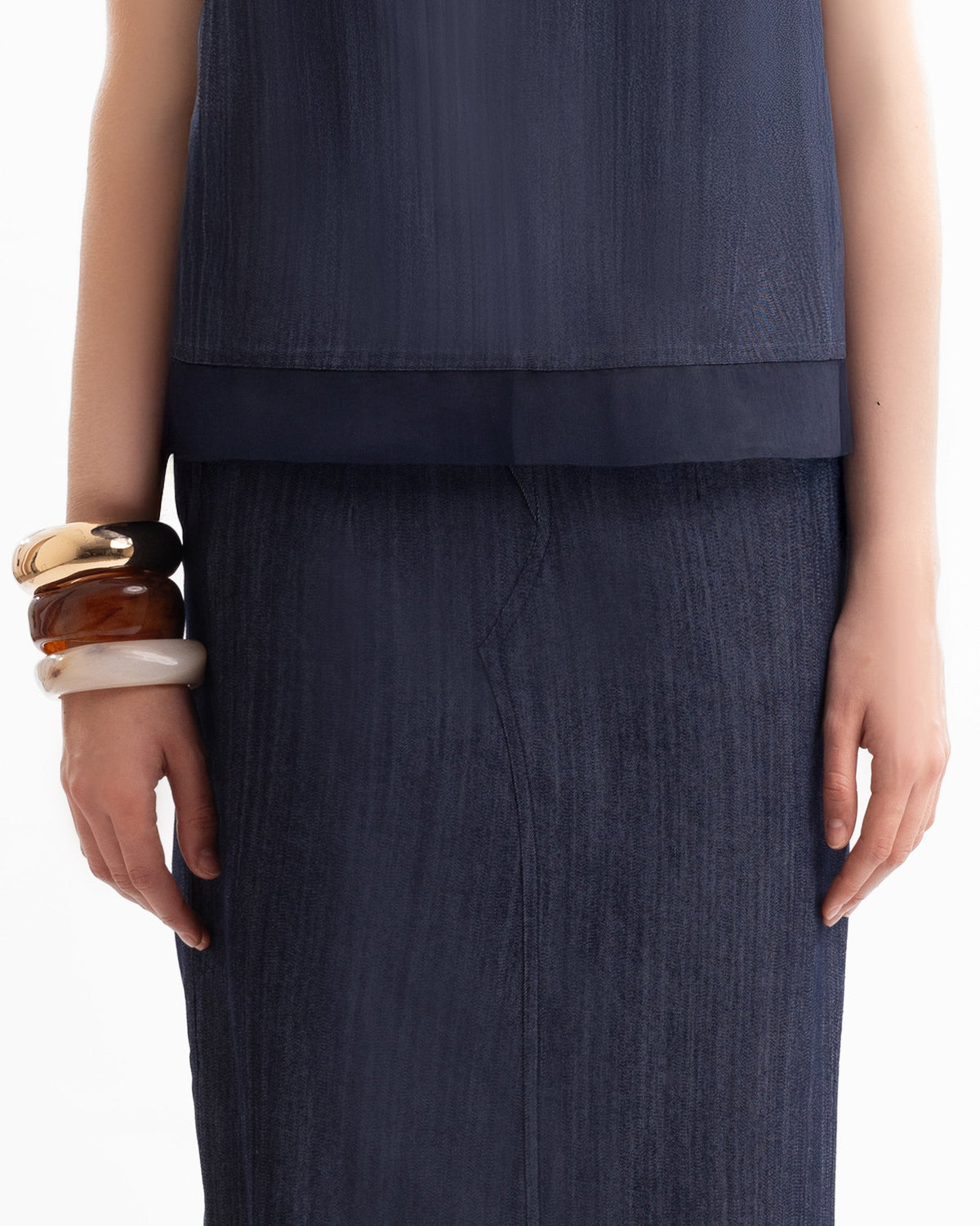 Boxy Top & Slit Midi Skirt