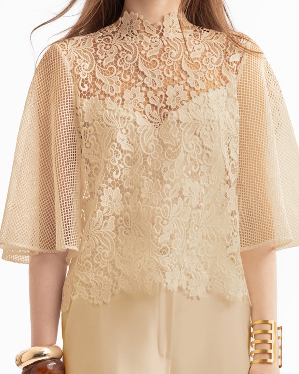 Guipure Top & Flared Pants
