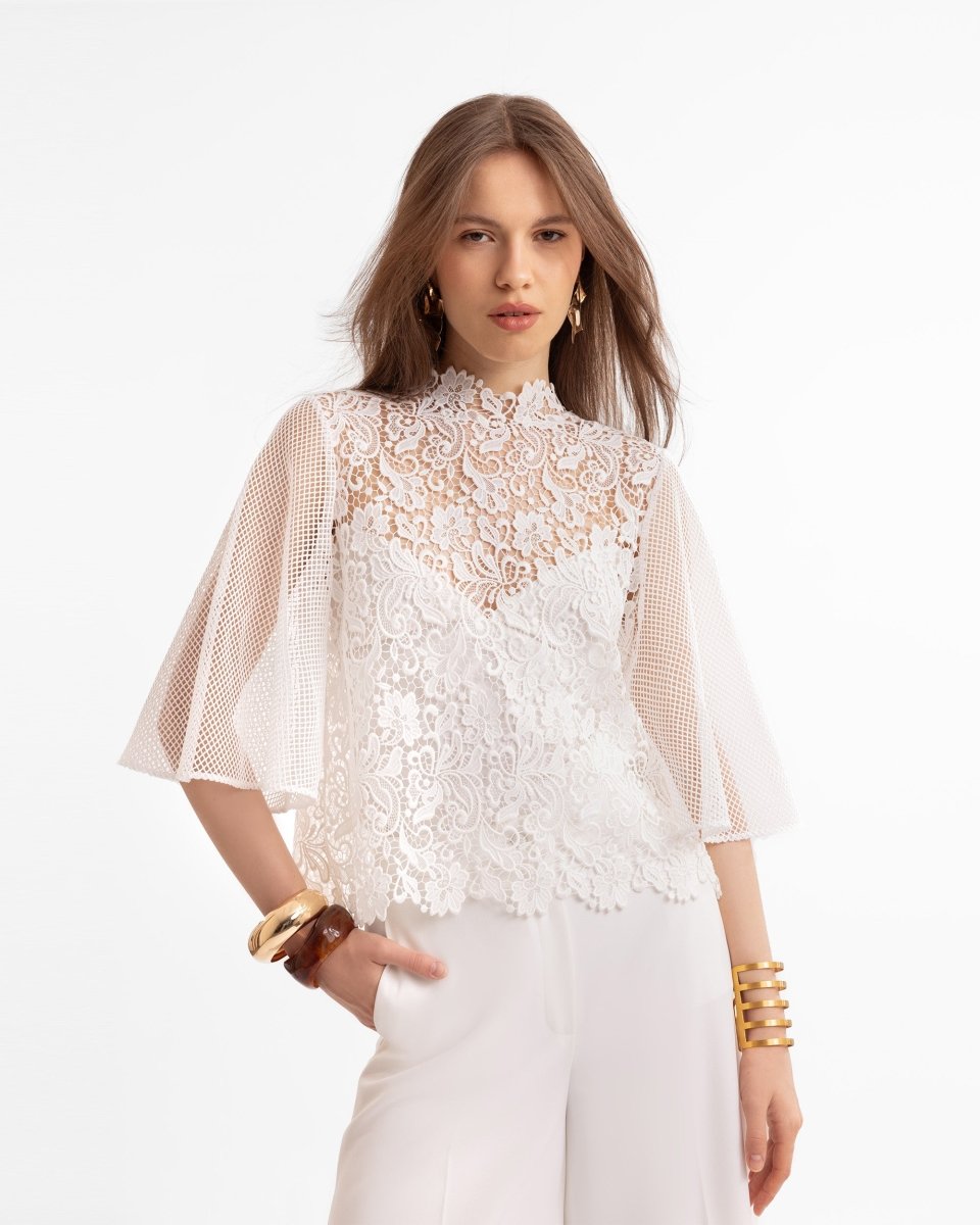 Guipure Top & Flared Pants