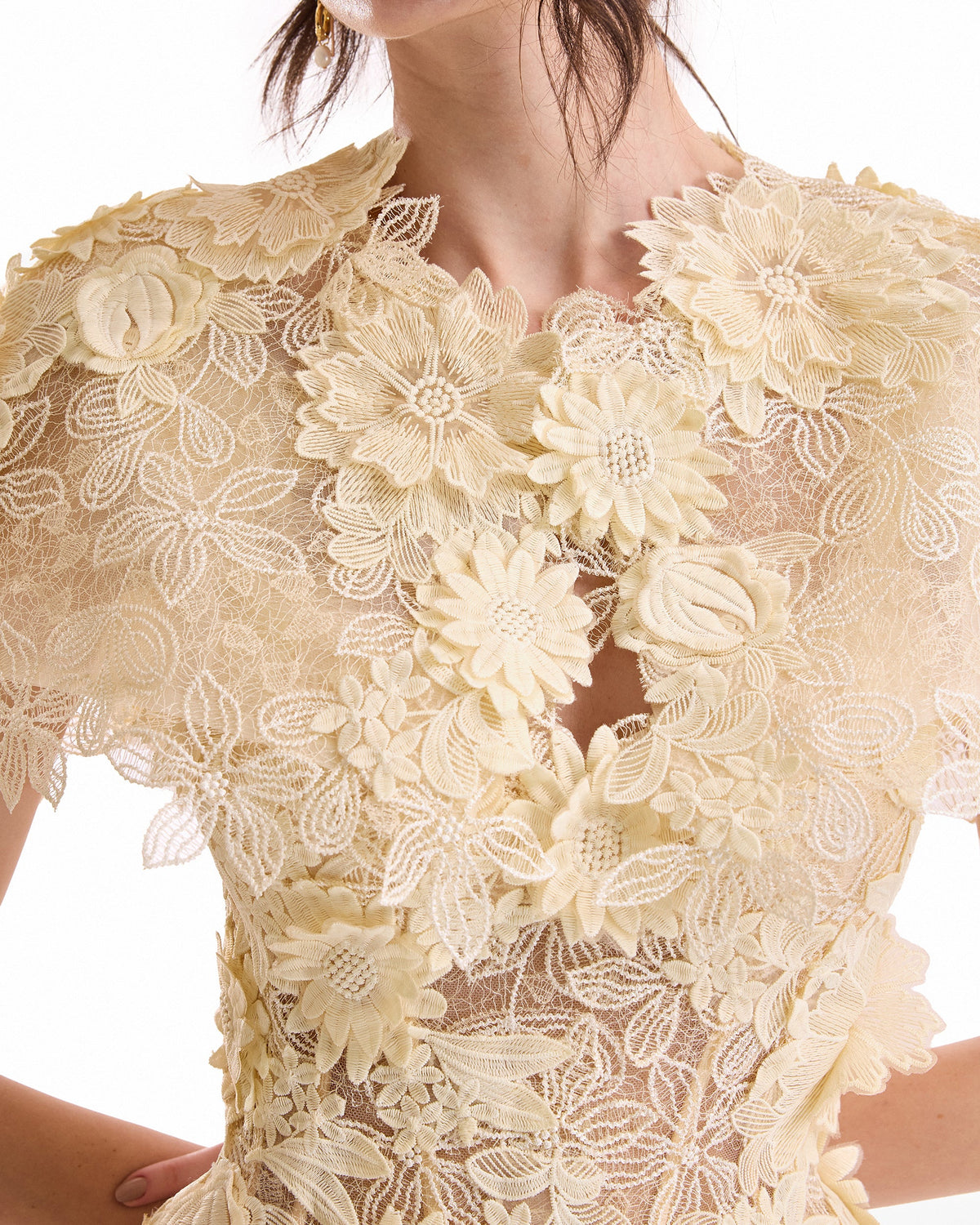 3D Floral Cage Midi Dress
