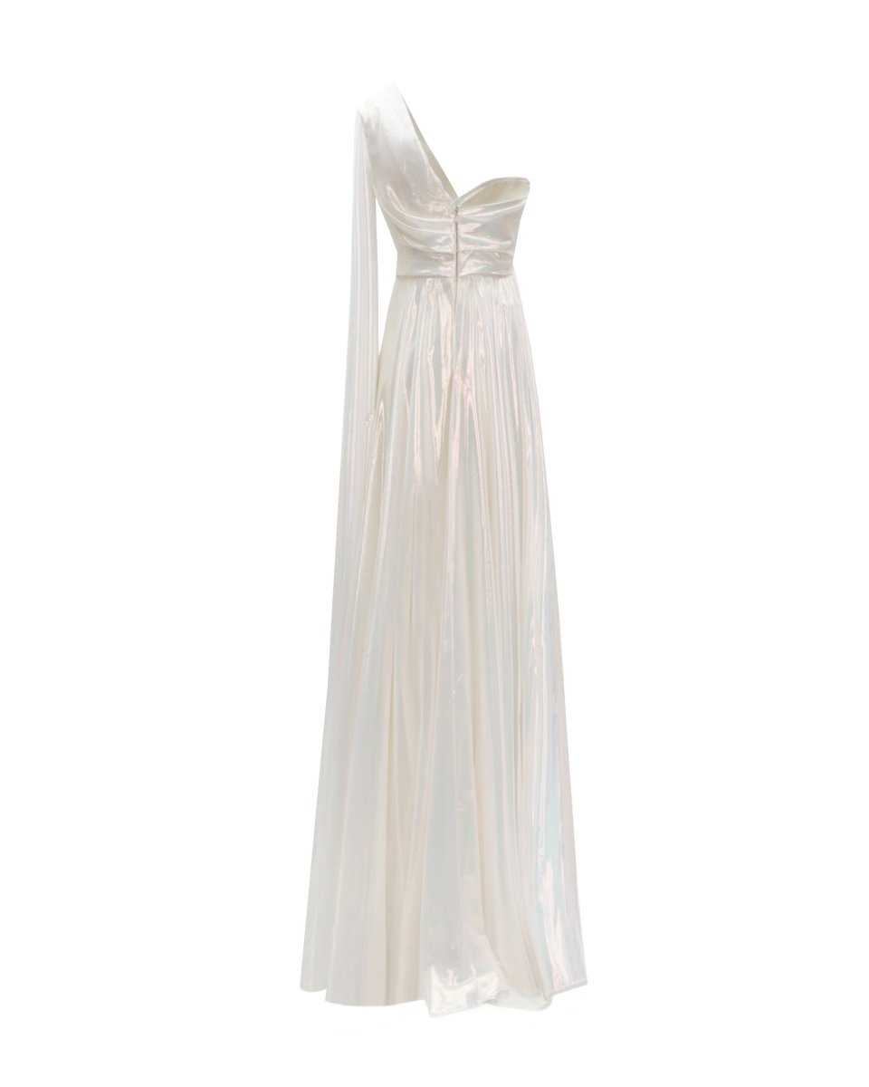 One-Shoulder Draped Chiffon Dress