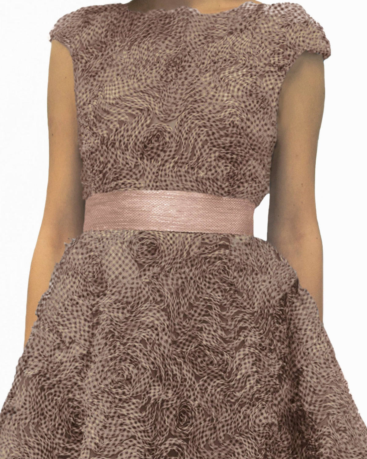 Puffy Shoulders Pink Midi Dress