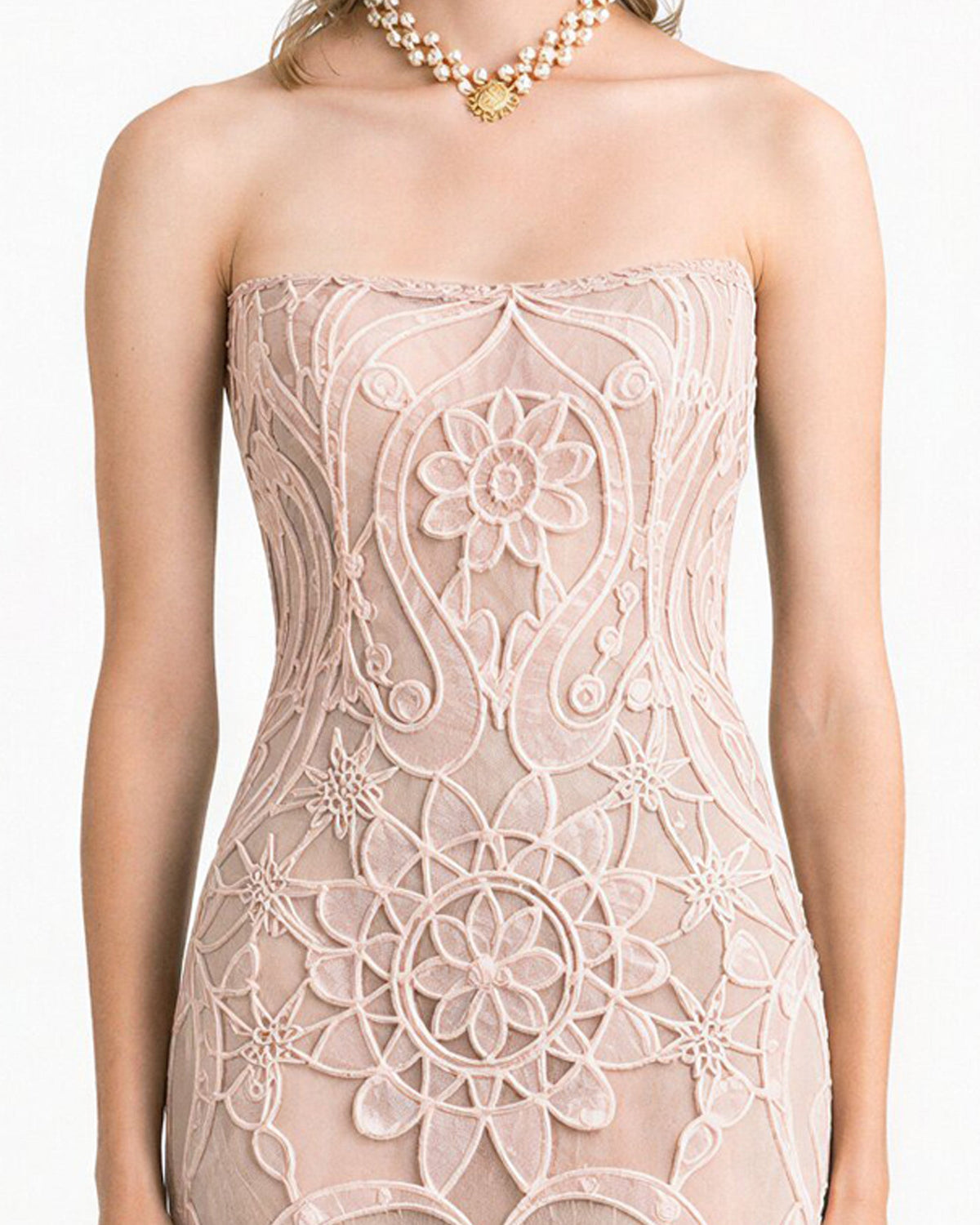 Strapless Mermaid-Cut Lace Dress