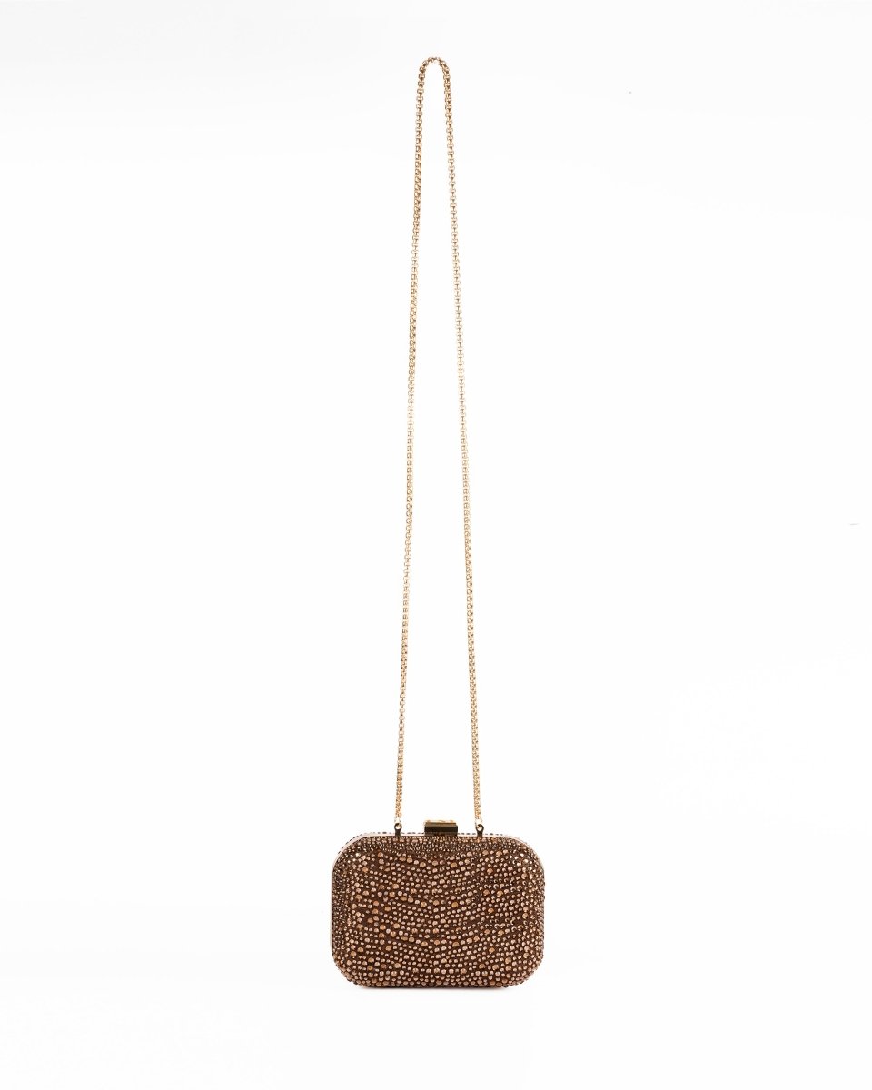 Crystal-Embellished Crepe Clutch
