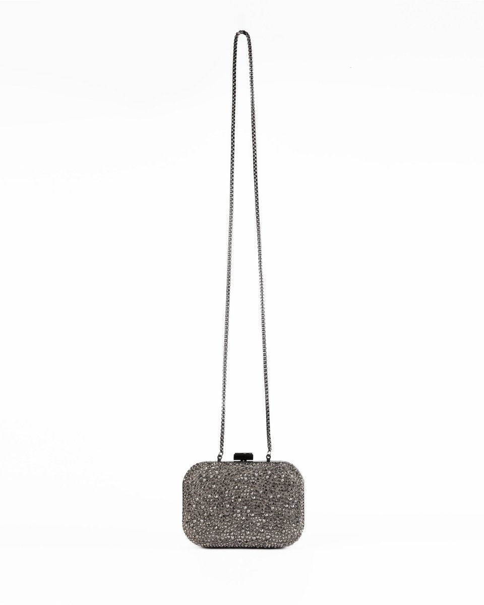 Crystal-Embellished Crepe Clutch
