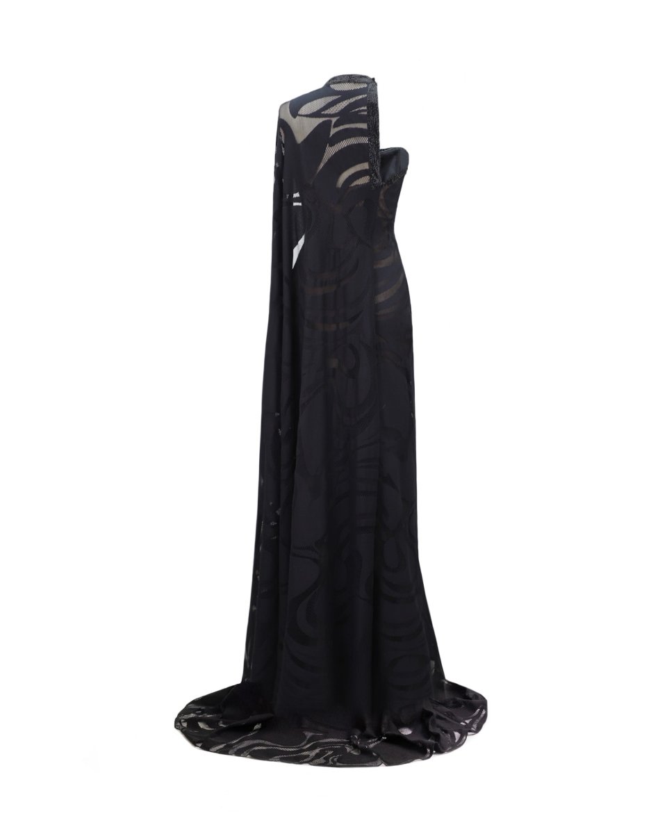 Asymmetrical Neckline Dress with Beaded Corset