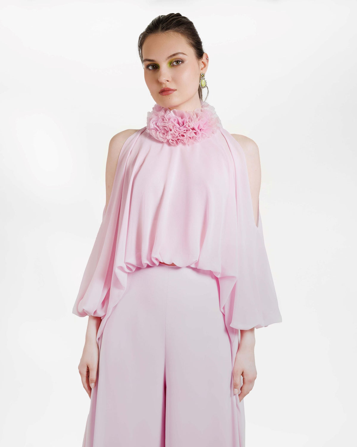 High Collar Top With High Waisted Pants