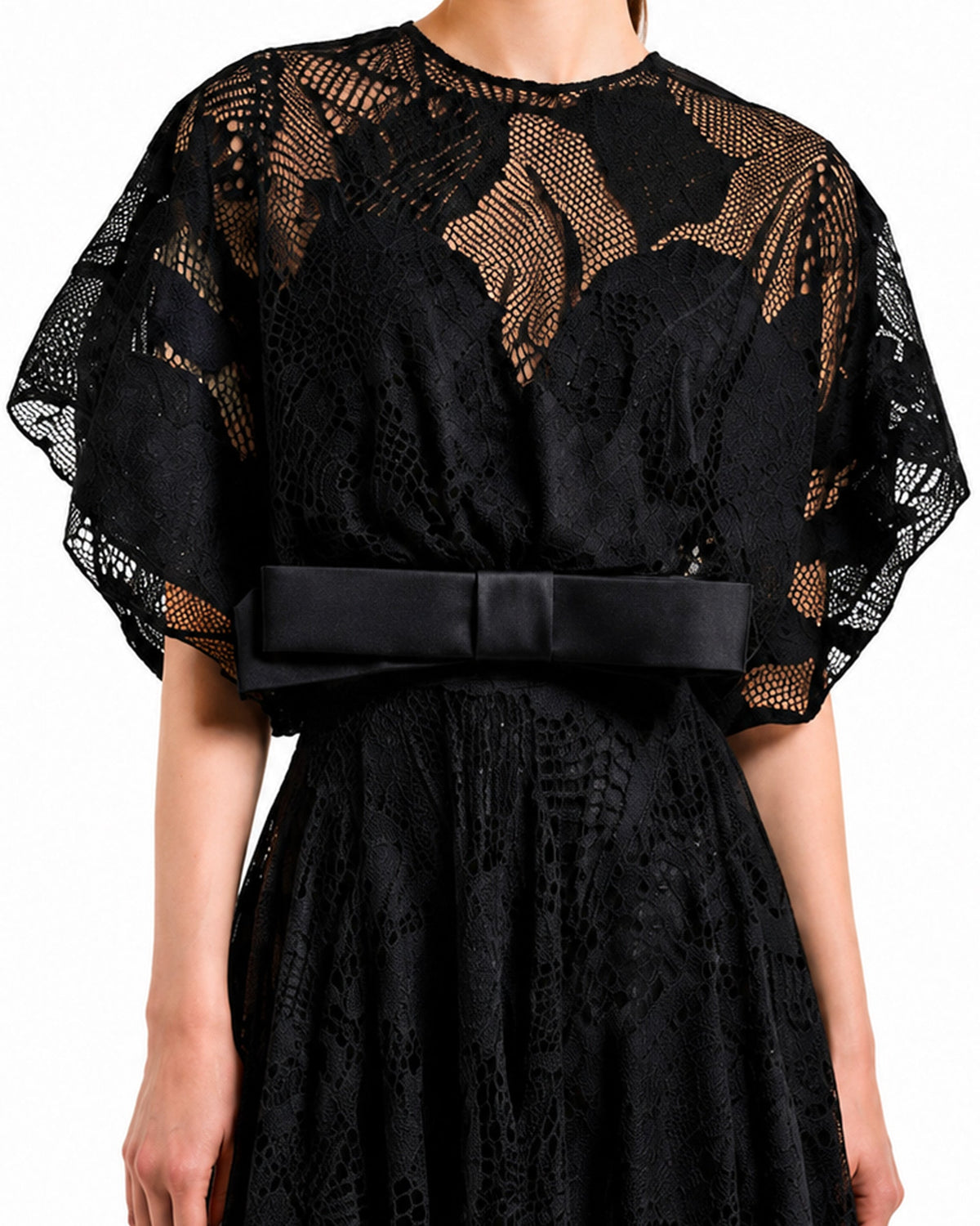 Patterned Lace Midi Dress