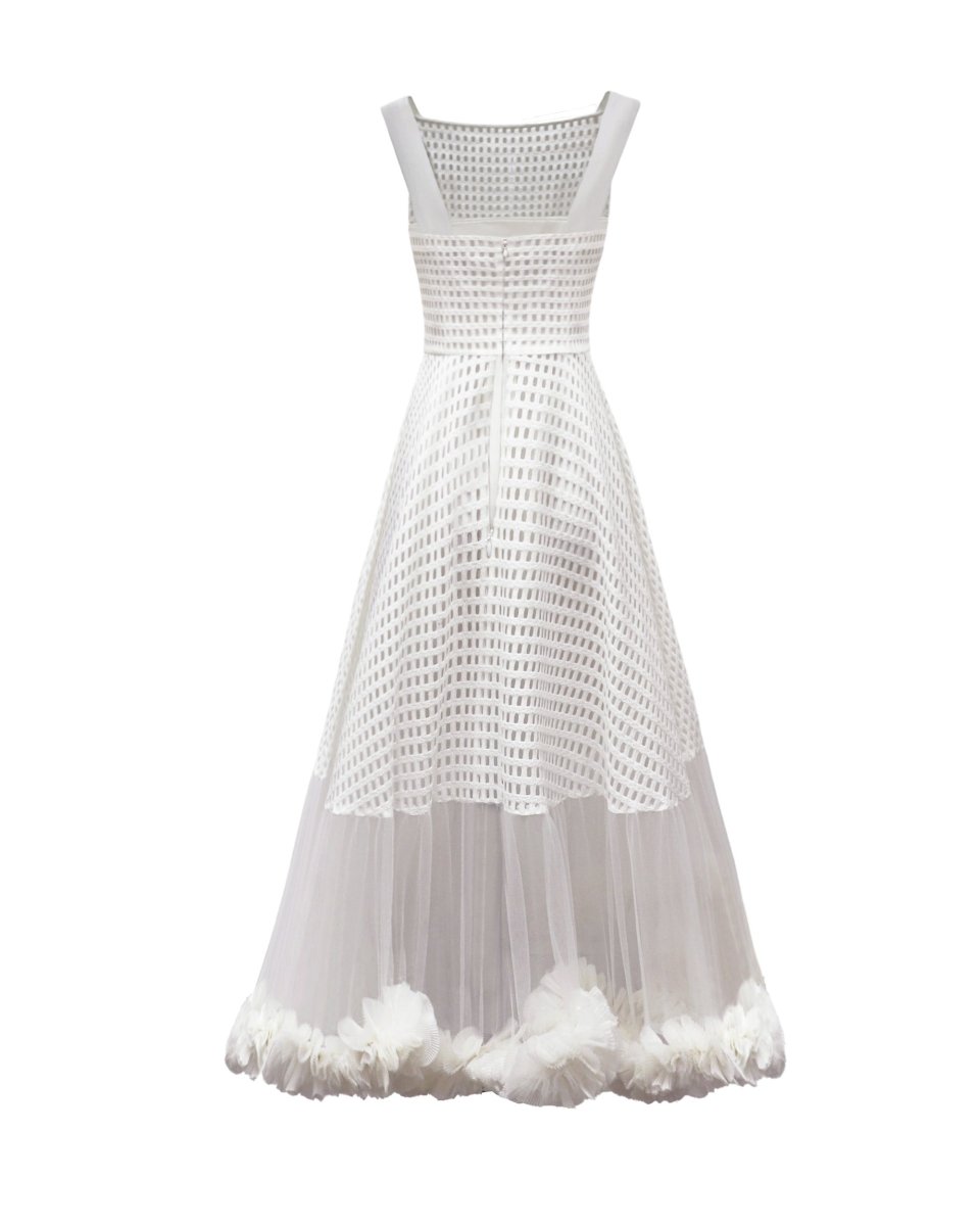 Crochet Lace Flared Midi Dress