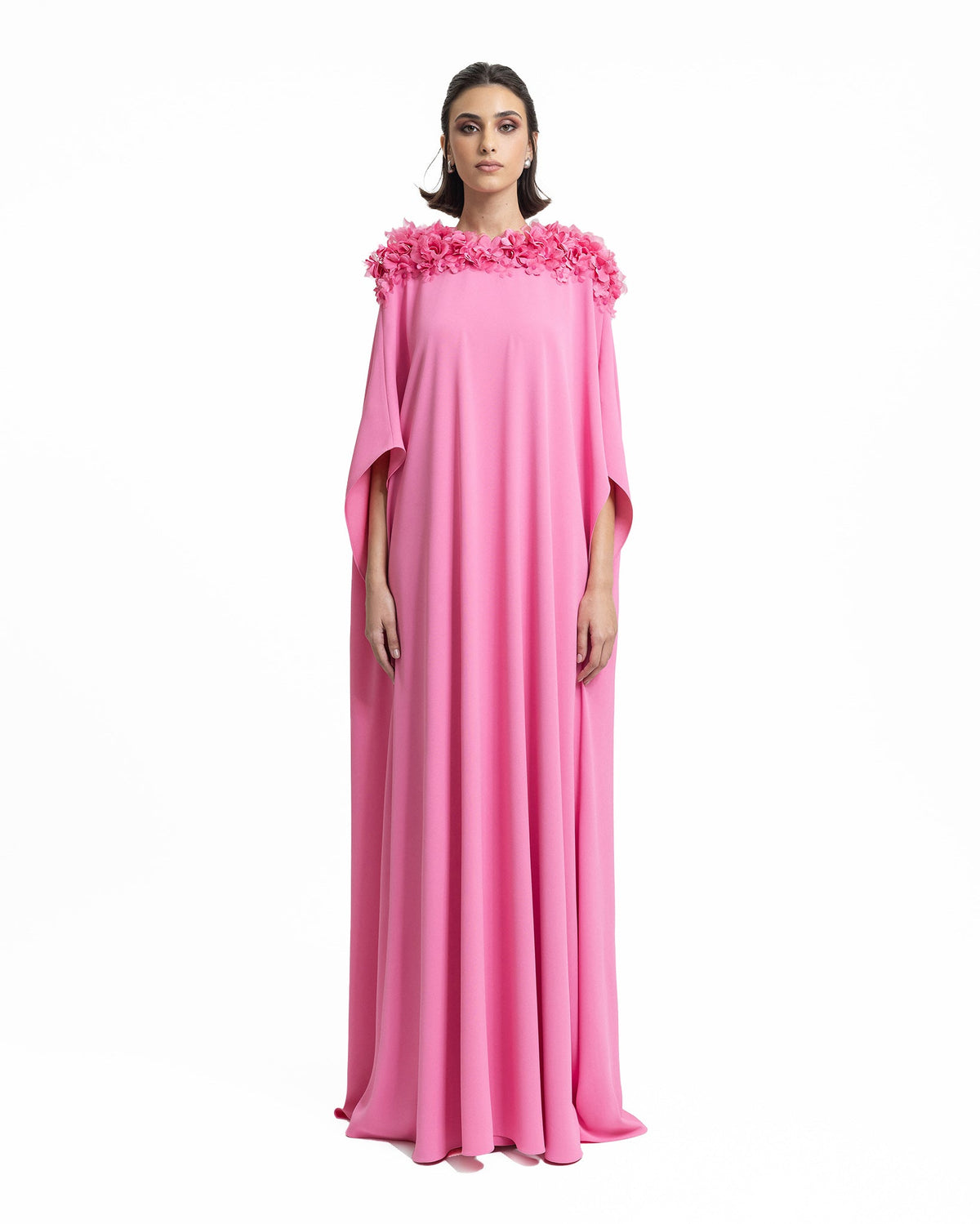 Floral Embellished Neckline Kaftan