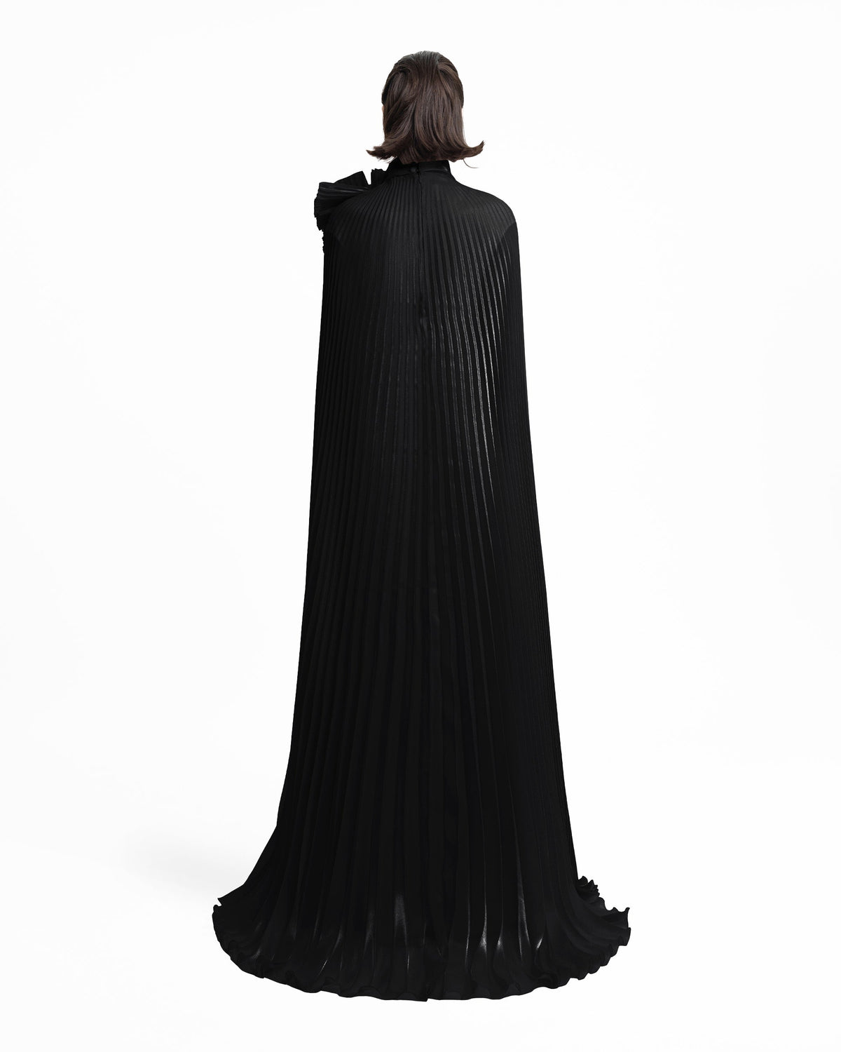 Black Kaftan with Draped Flower