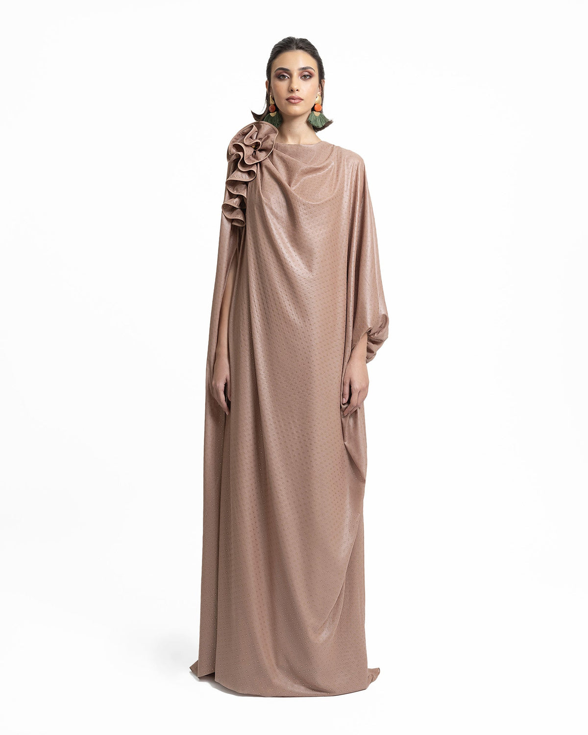 Draped Floral Embellishment Kaftan