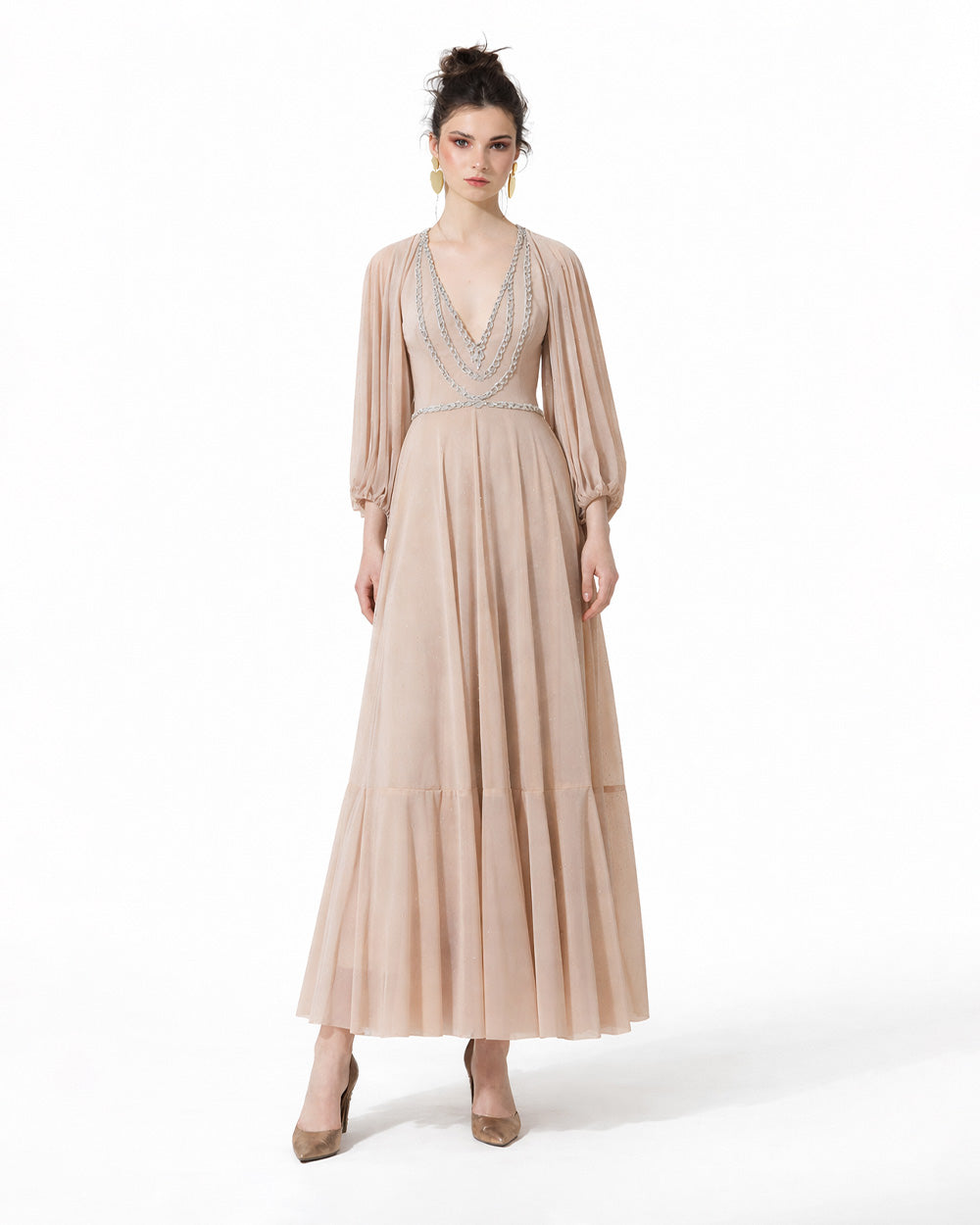 Raglan Sleeves Embellished Dress