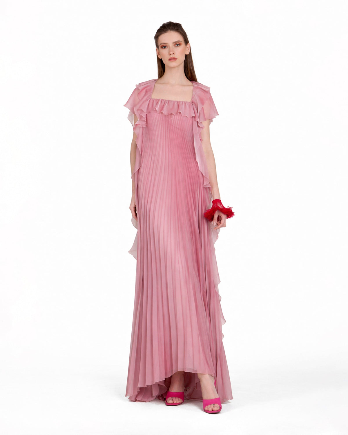 Squared Neckline Blush Dress