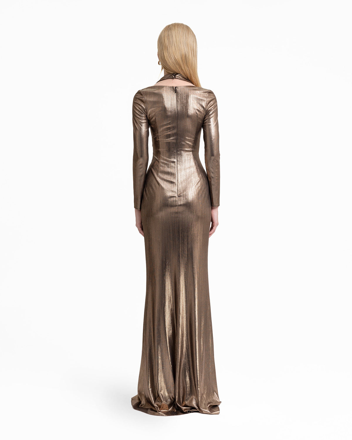 Lamé Jersey Dress with Cut-Outs