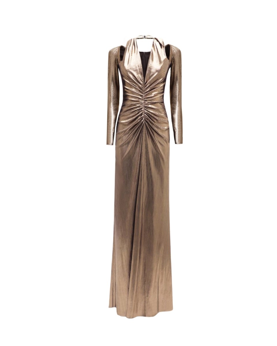 Lamé Jersey Dress with Cut-Outs