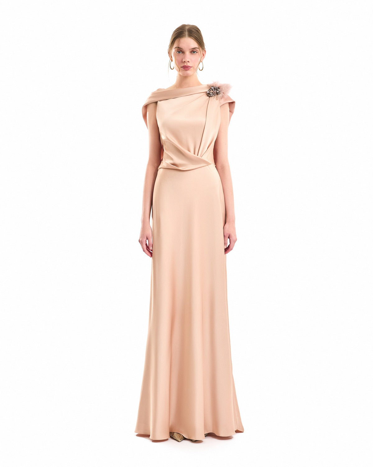 Draped Brooch Dress