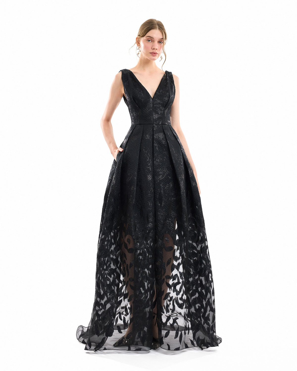 V-Neck Jacquard Dress