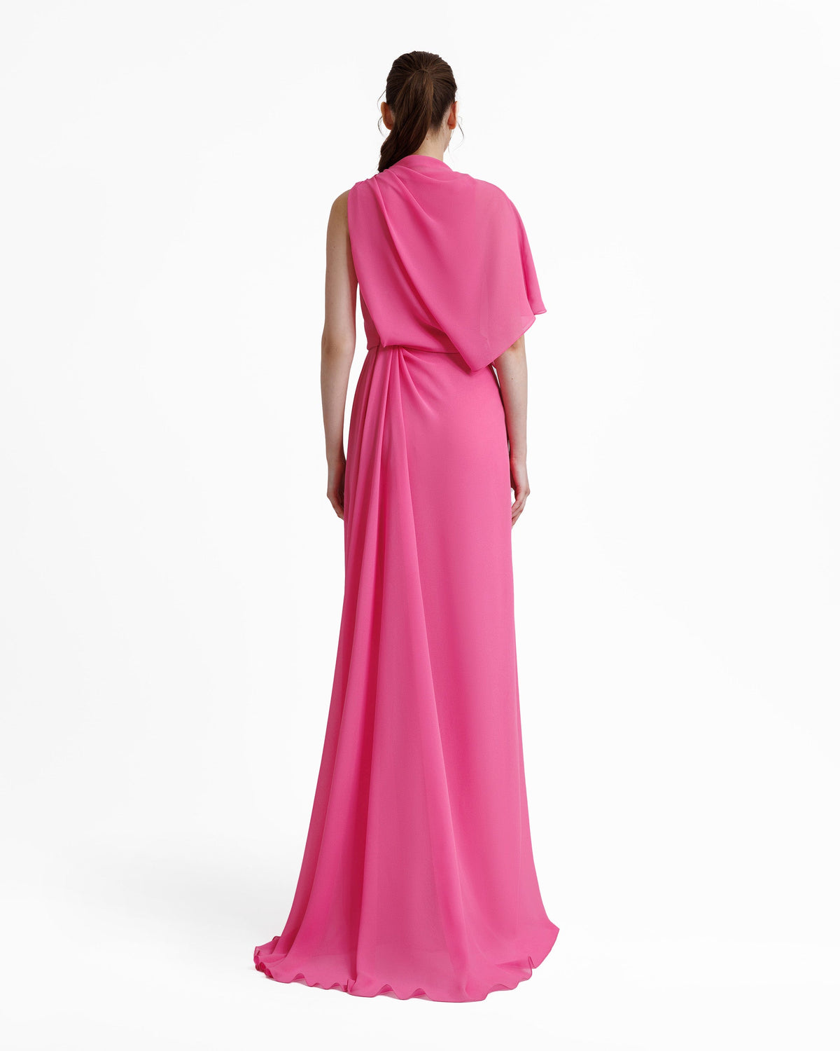 Asymmetrical Draped Pink Dress