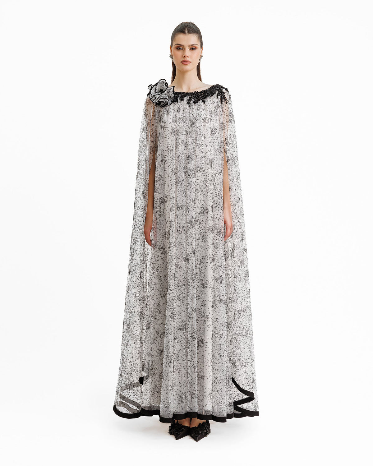 Draped Shoulder Flower Kaftan
