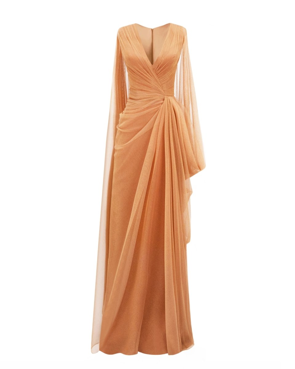Asymmetrical Sleeves Draped Dress