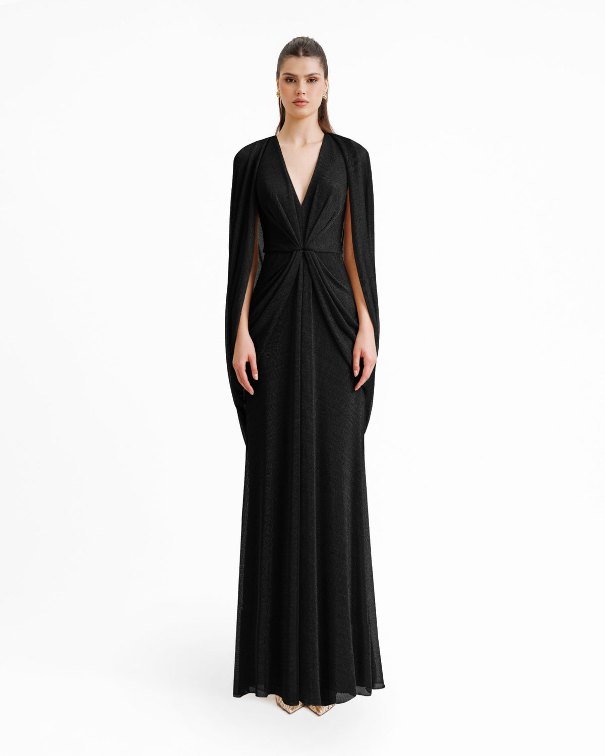 V-Neckline Draped Dress