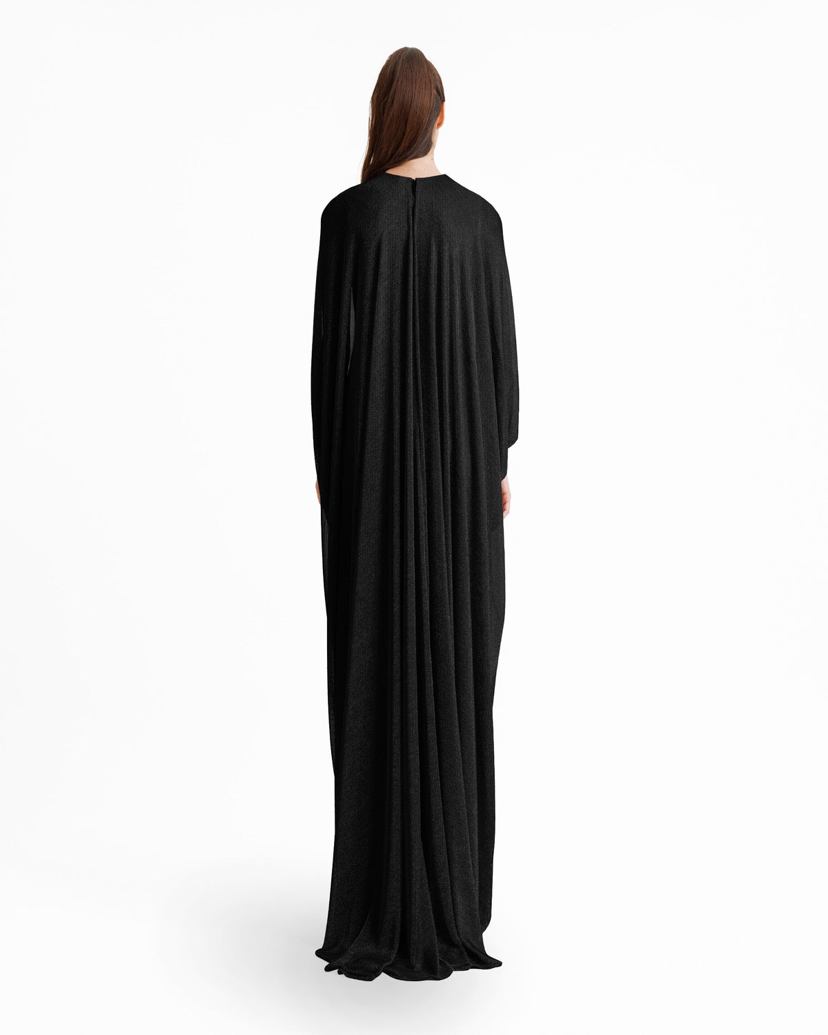 Long tulle dress with draping