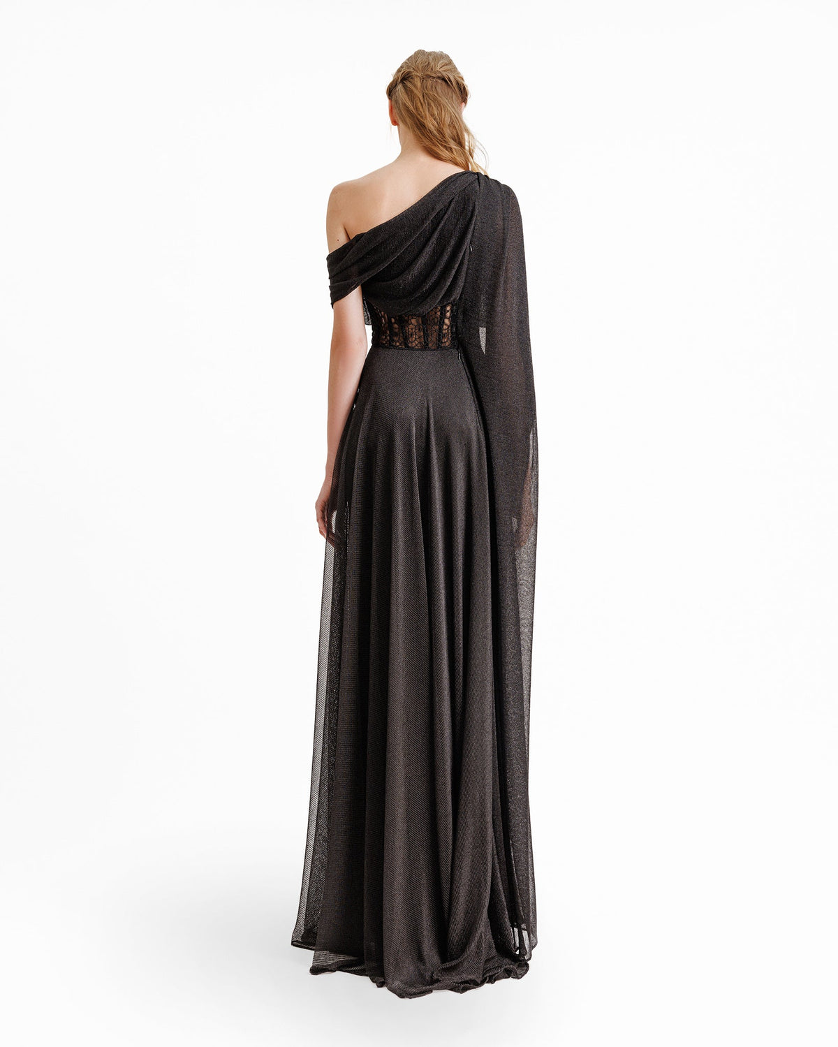 Asymmetrical Neckline Draped Dress