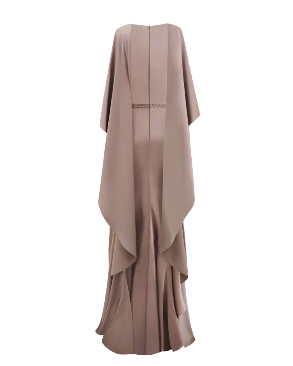 V-neckline Taupe Dress