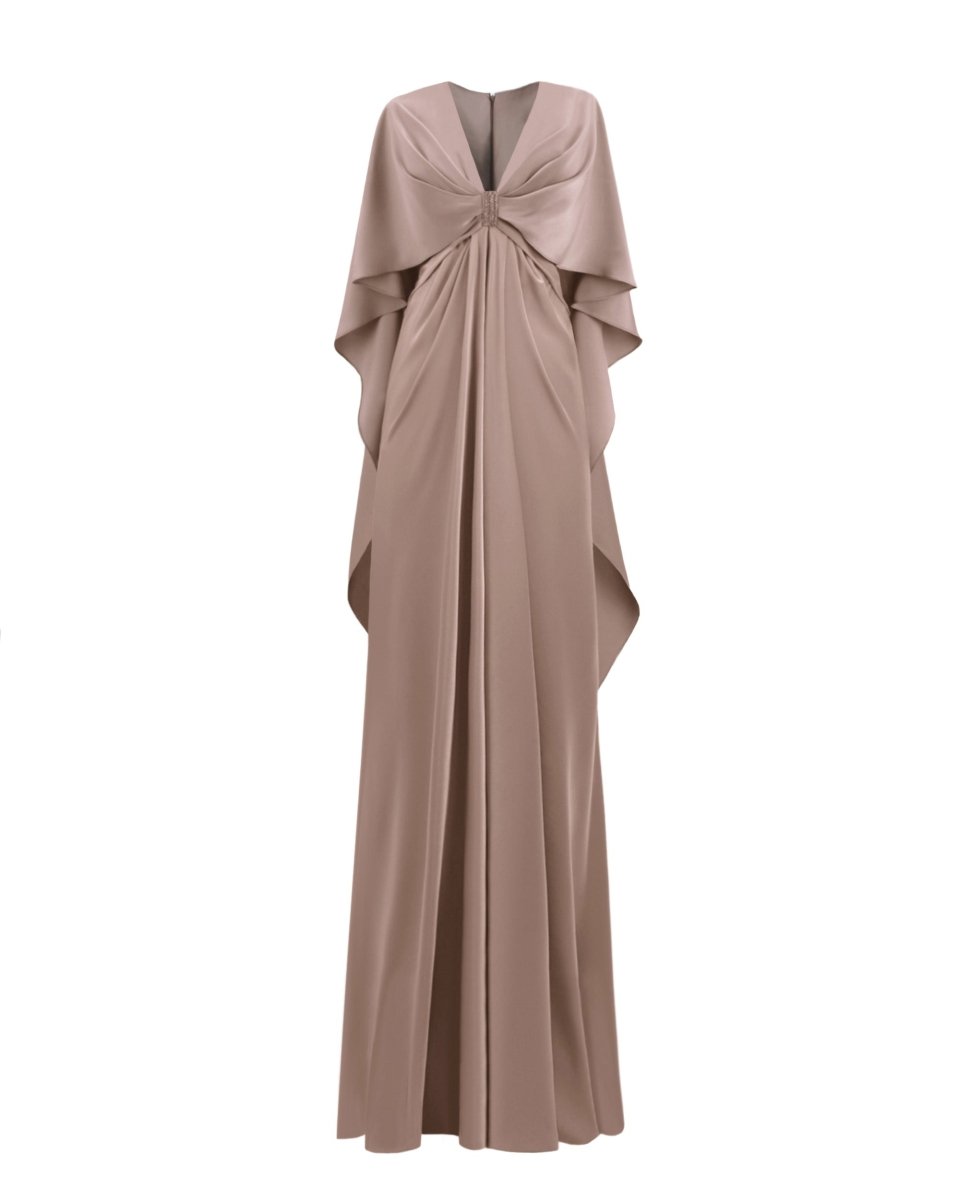 V-neckline Taupe Dress