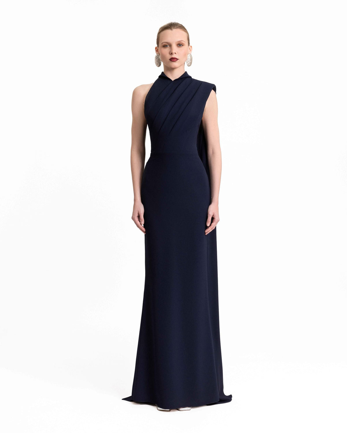 Padded Shoulder Dress with Cape