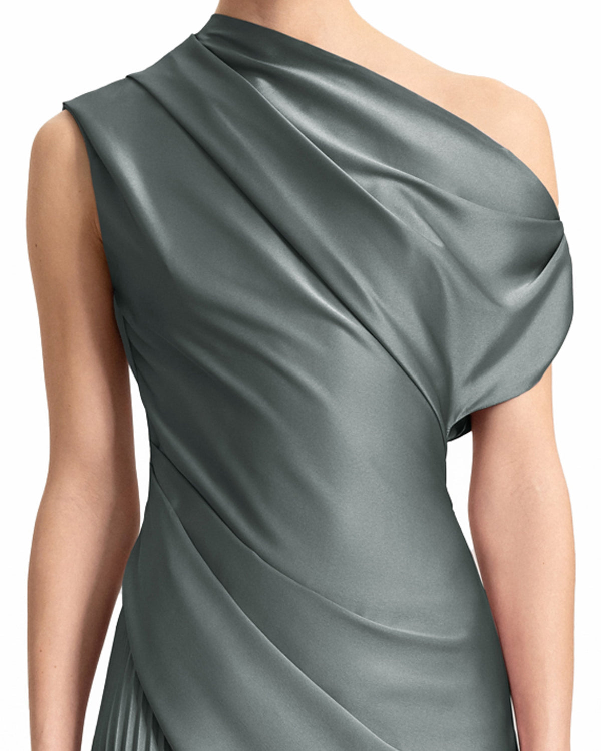 Asymmetrical Plissé Under-Skirt Dress