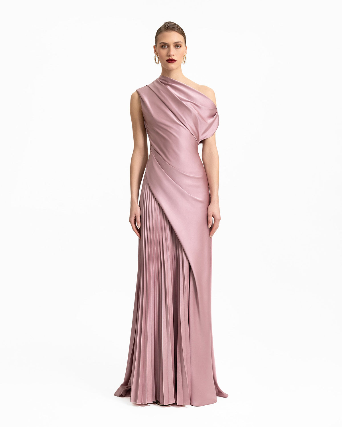 Asymmetrical Plissé Under-Skirt Dress