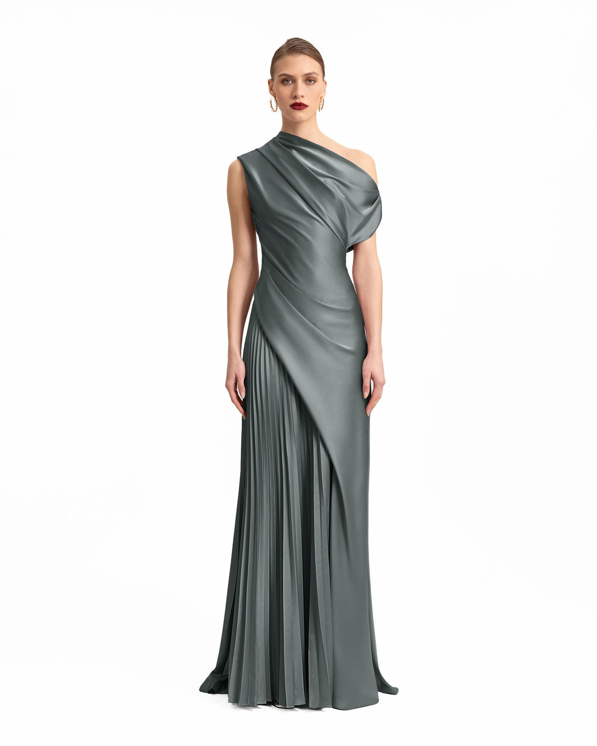Asymmetrical Plissé Under-Skirt Dress