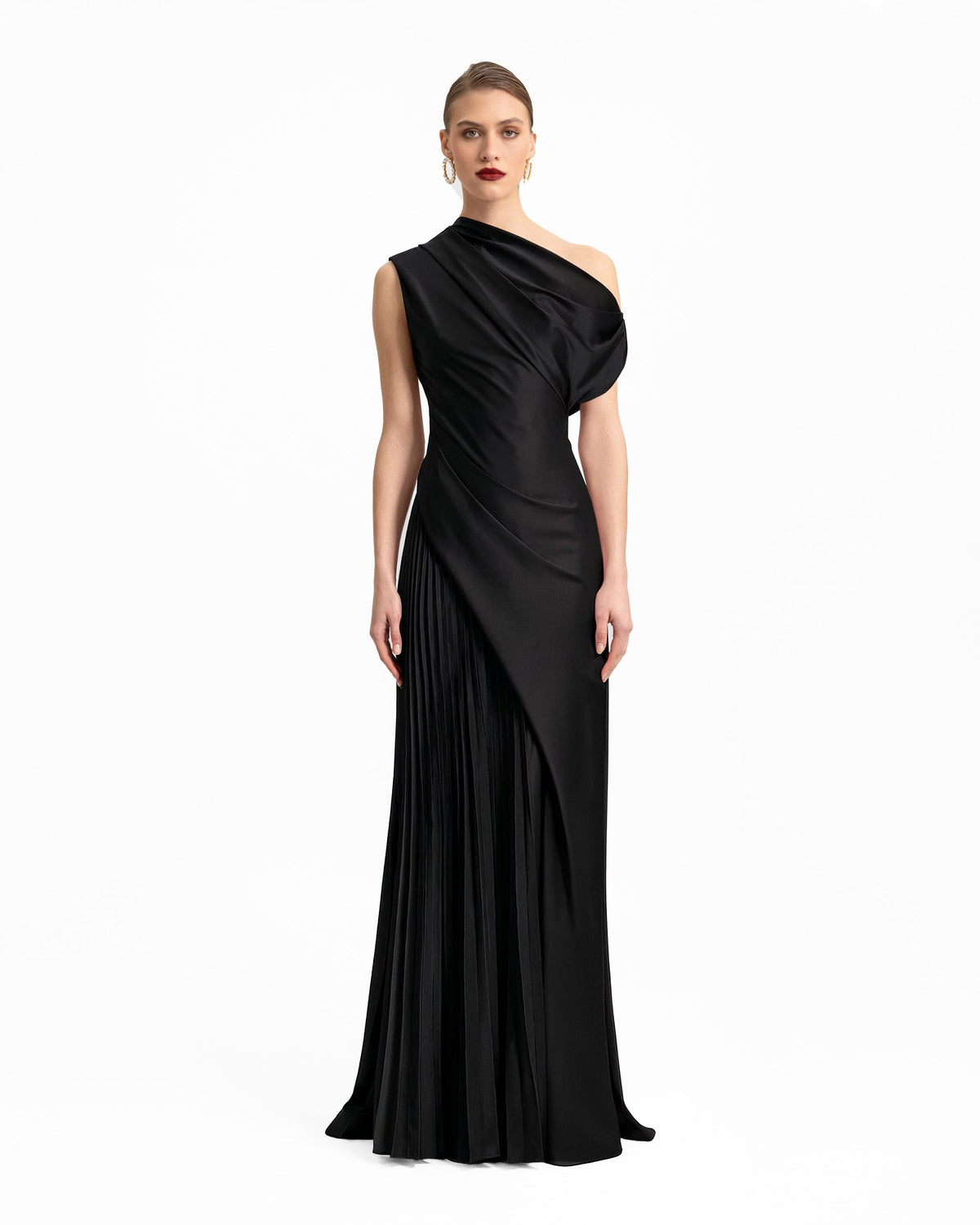 Asymmetrical Plissé Under-Skirt Dress