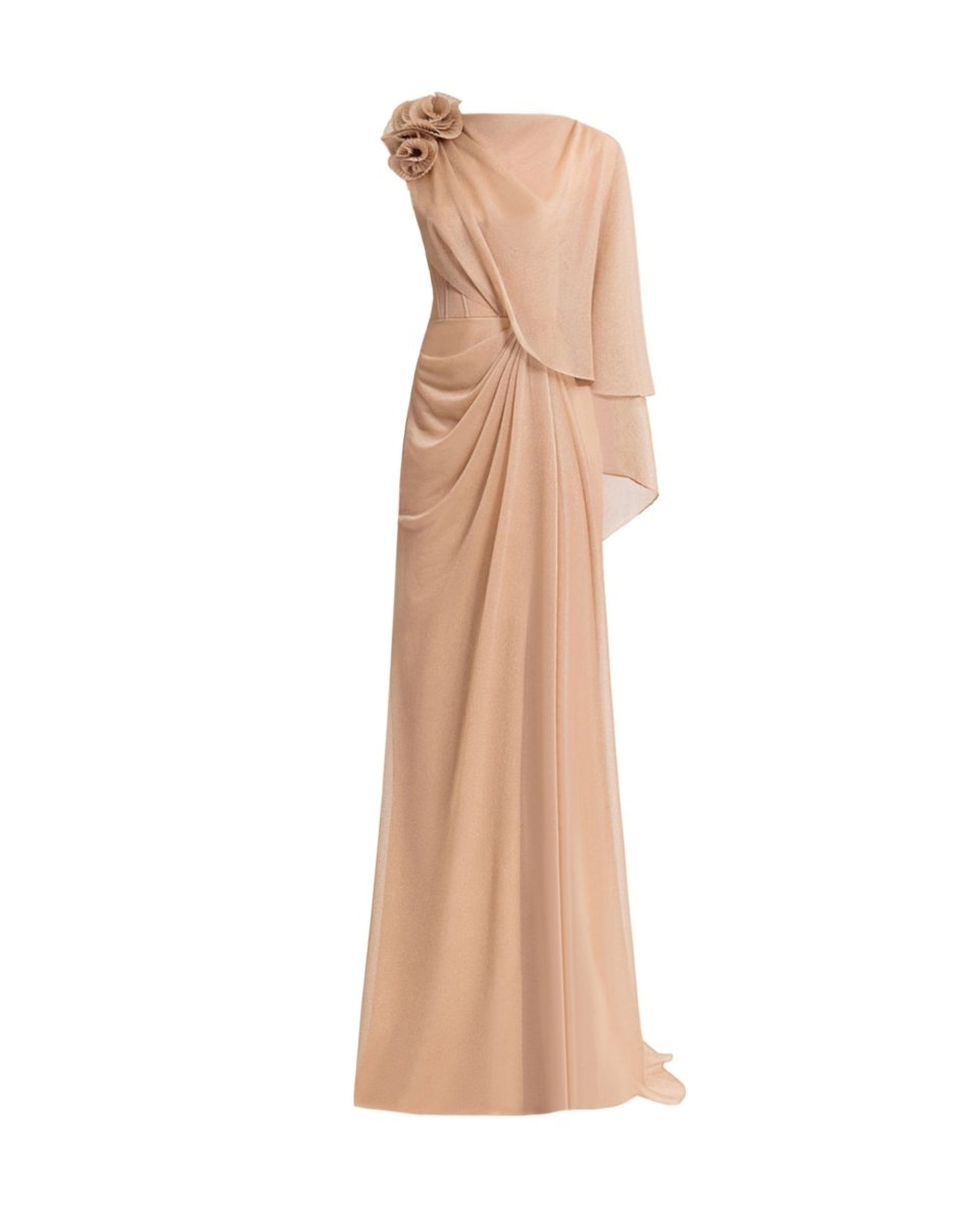 Floral Neckline Asymmetrical Dress