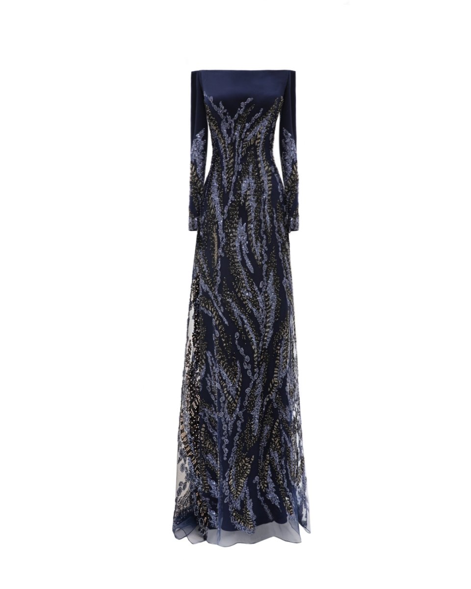 Long Sleeves Beaded Dress